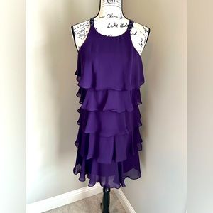 Beautiful Deep Purple Layered Dress with Beaded Straps
